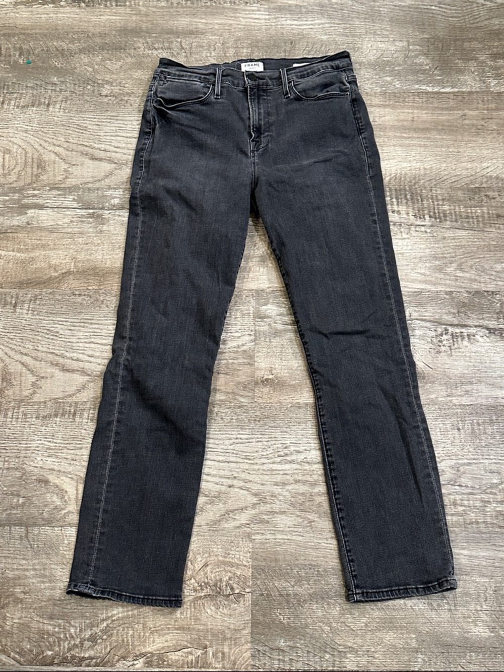 Frame Denim Le High Straight Leg Jeans in Black Wash Size 28
